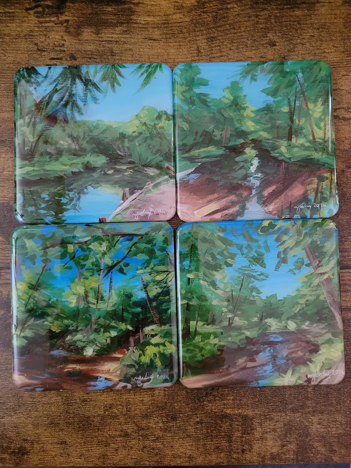 Wooden Coaster Sets - Original Paintings