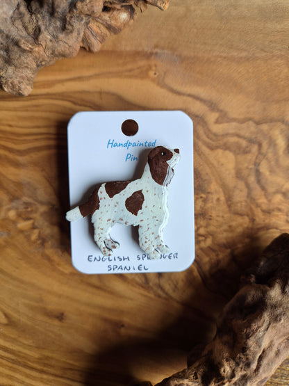 English Springer Spaniel Dog Pins - Hand-Painted Wooden Pin