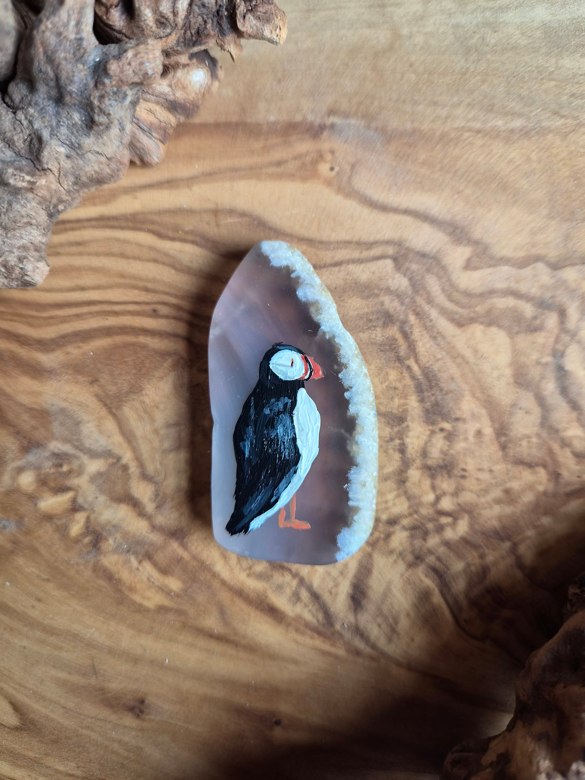 Hand-Painted Natural Agate Slice