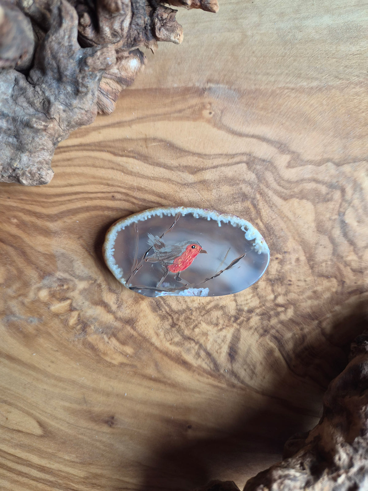 Hand-Painted Natural Agate Slice