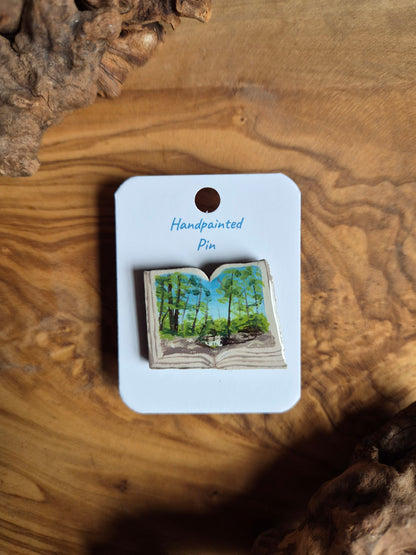Little Book Pins – Hand-Painted Wooden Pin Badge