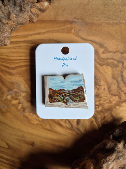 Little Book Pins – Hand-Painted Wooden Pin Badge