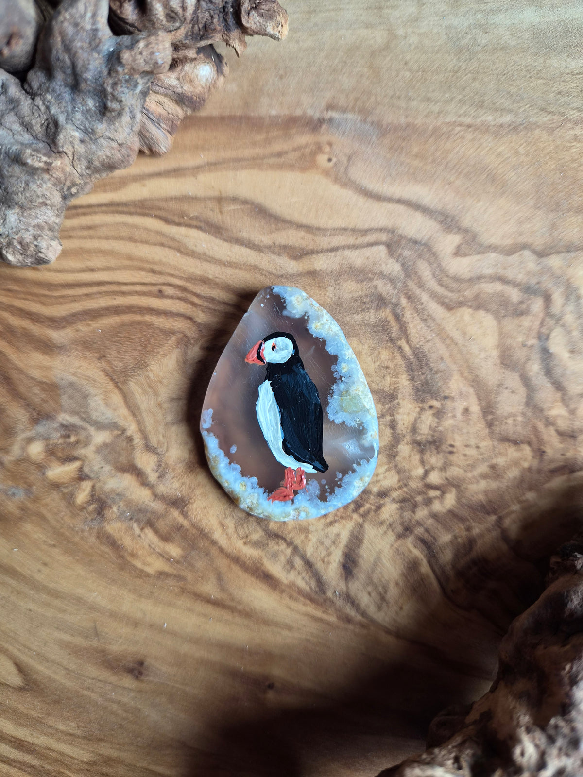 Hand-Painted Natural Agate Slice