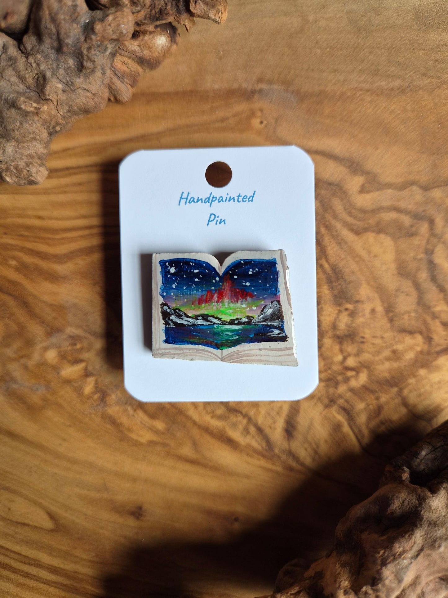 Little Book Pins – Hand-Painted Wooden Pin Badge