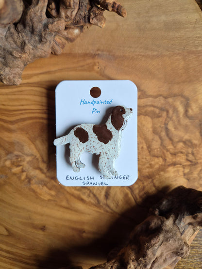 English Springer Spaniel Dog Pins - Hand-Painted Wooden Pin