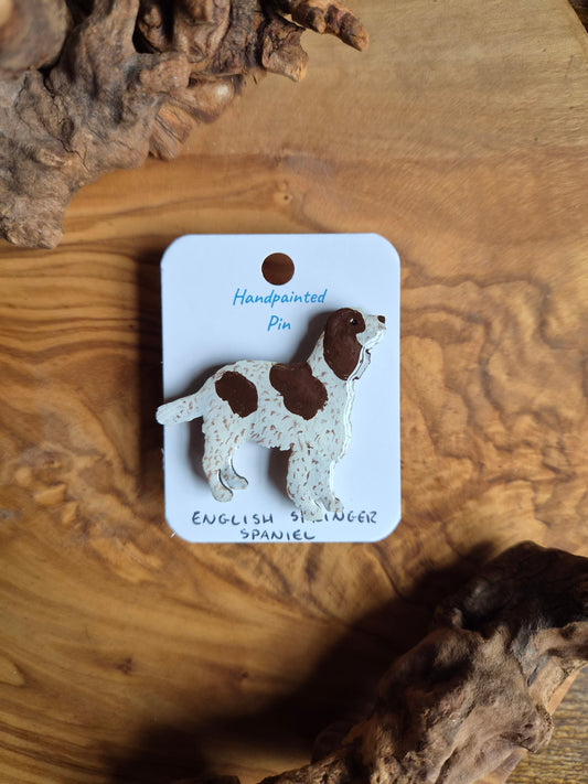 English Springer Spaniel Dog Pins - Hand-Painted Wooden Pin