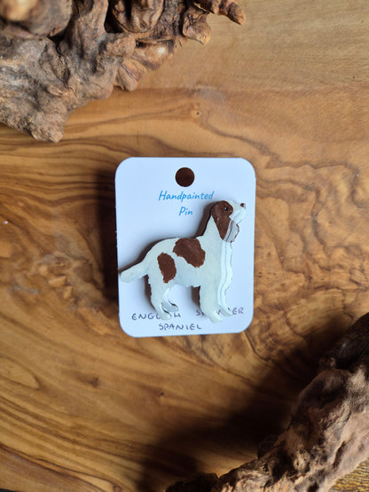 English Springer Spaniel Dog Pins - Hand-Painted Wooden Pin