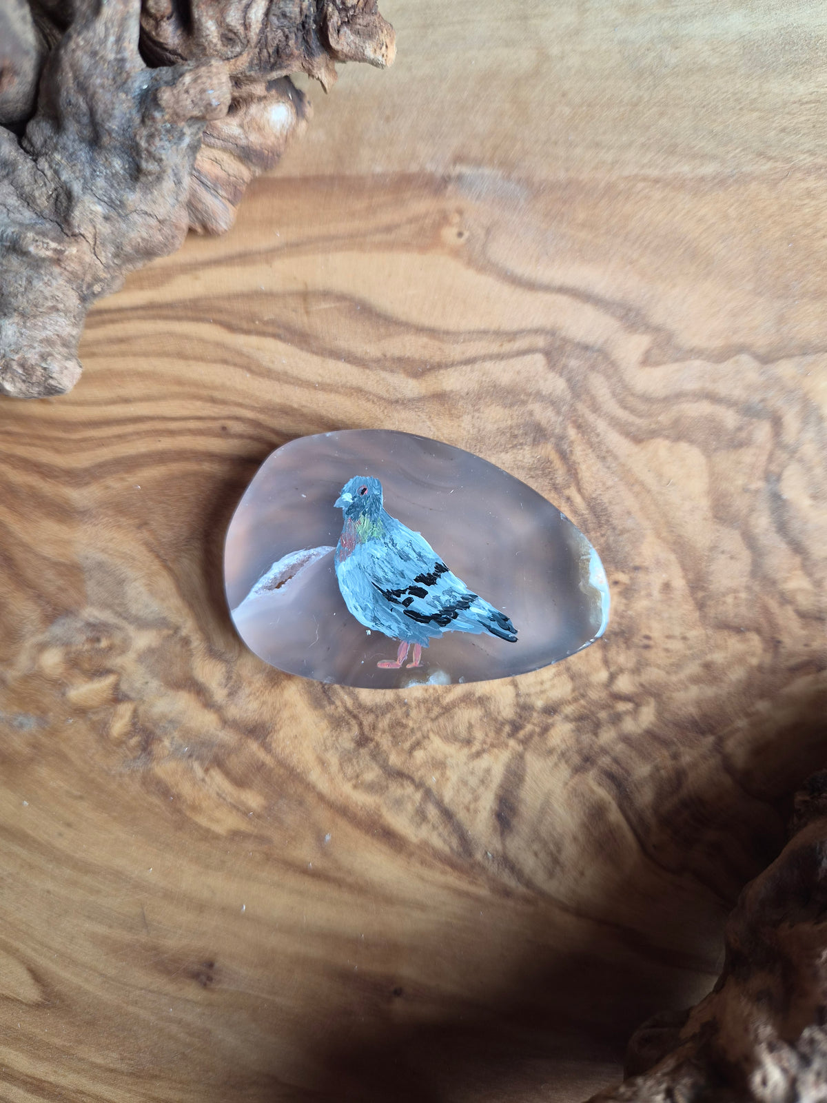 Hand-Painted Natural Agate Slice