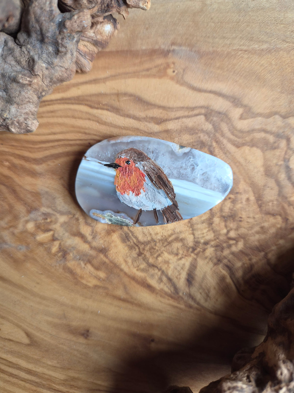Hand-Painted Natural Agate Slice