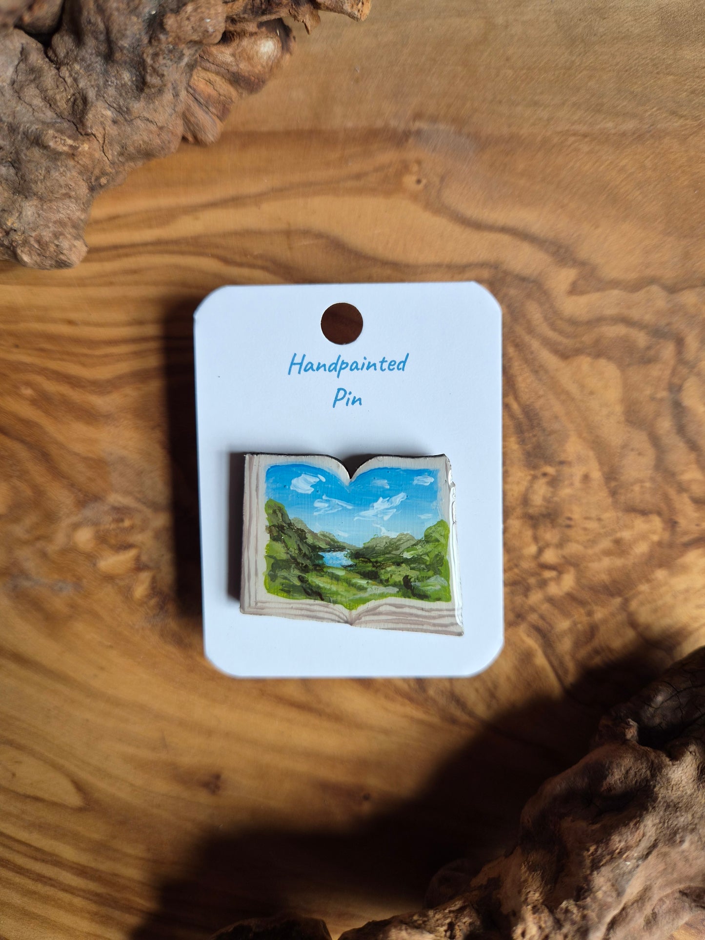 Little Book Pins – Hand-Painted Wooden Pin Badge