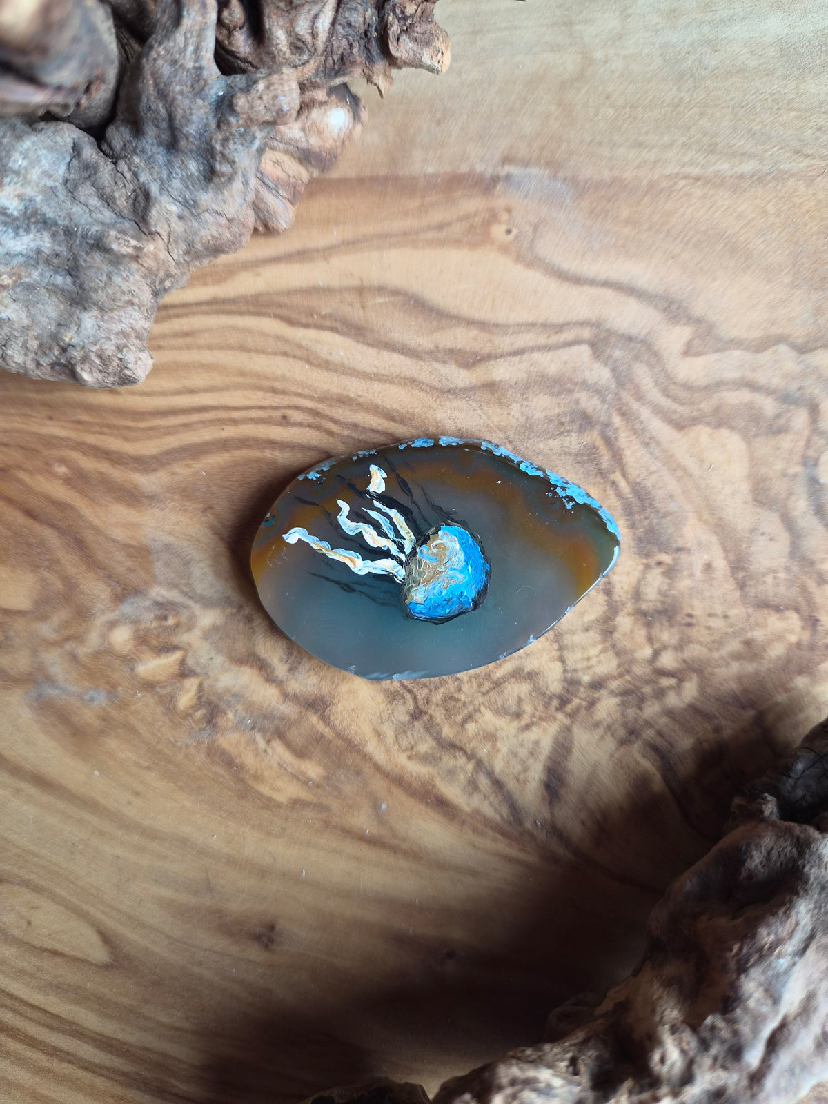 Hand-Painted Natural Agate Slice