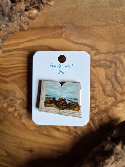 Little Book Pins – Hand-Painted Wooden Pin Badge