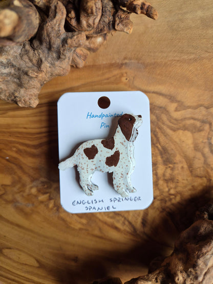 English Springer Spaniel Dog Pins - Hand-Painted Wooden Pin