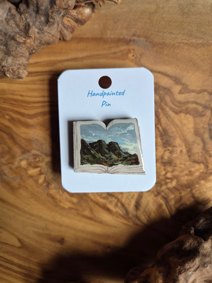 Little Book Pins – Hand-Painted Wooden Pin Badge