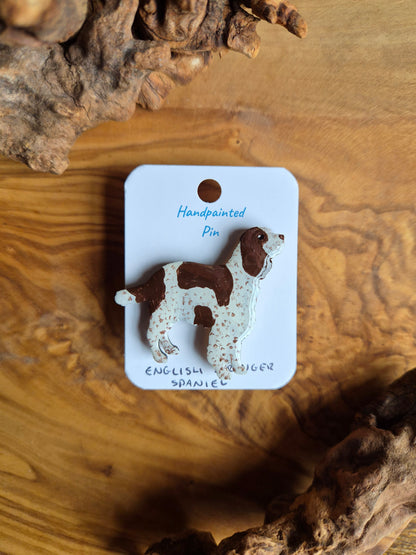 English Springer Spaniel Dog Pins - Hand-Painted Wooden Pin
