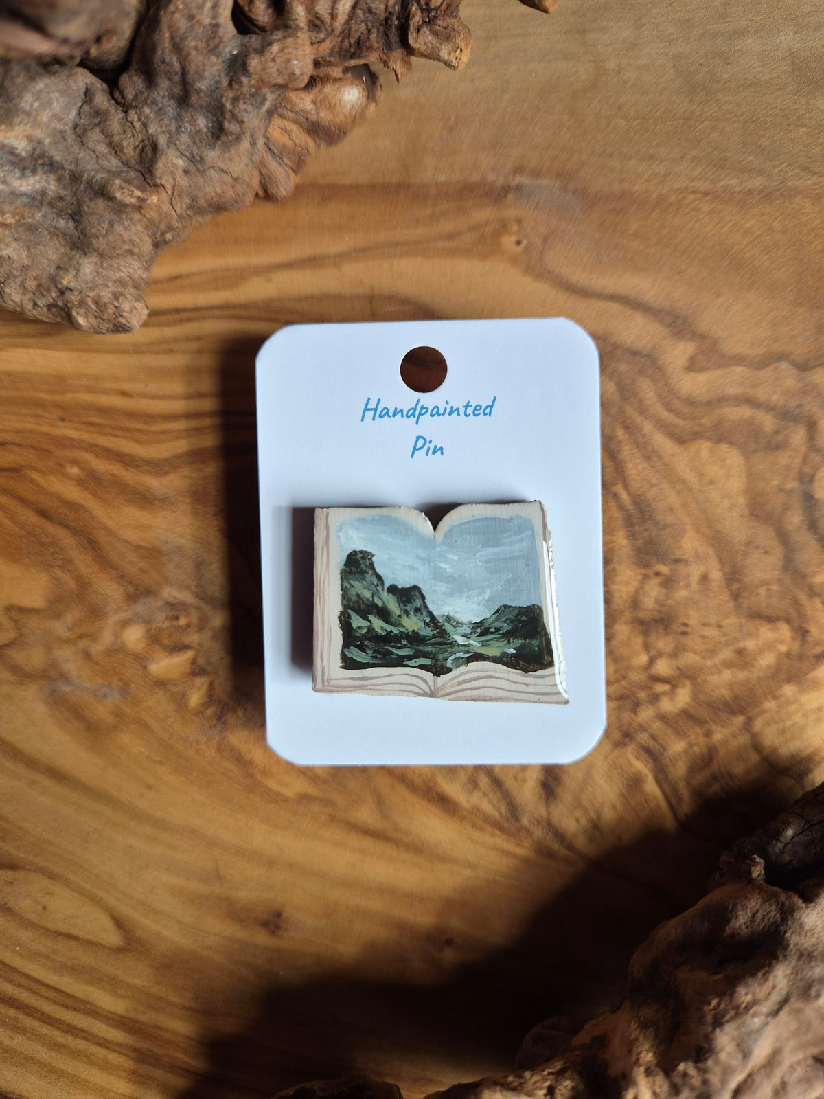 Little Book Pins – Hand-Painted Wooden Pin Badge