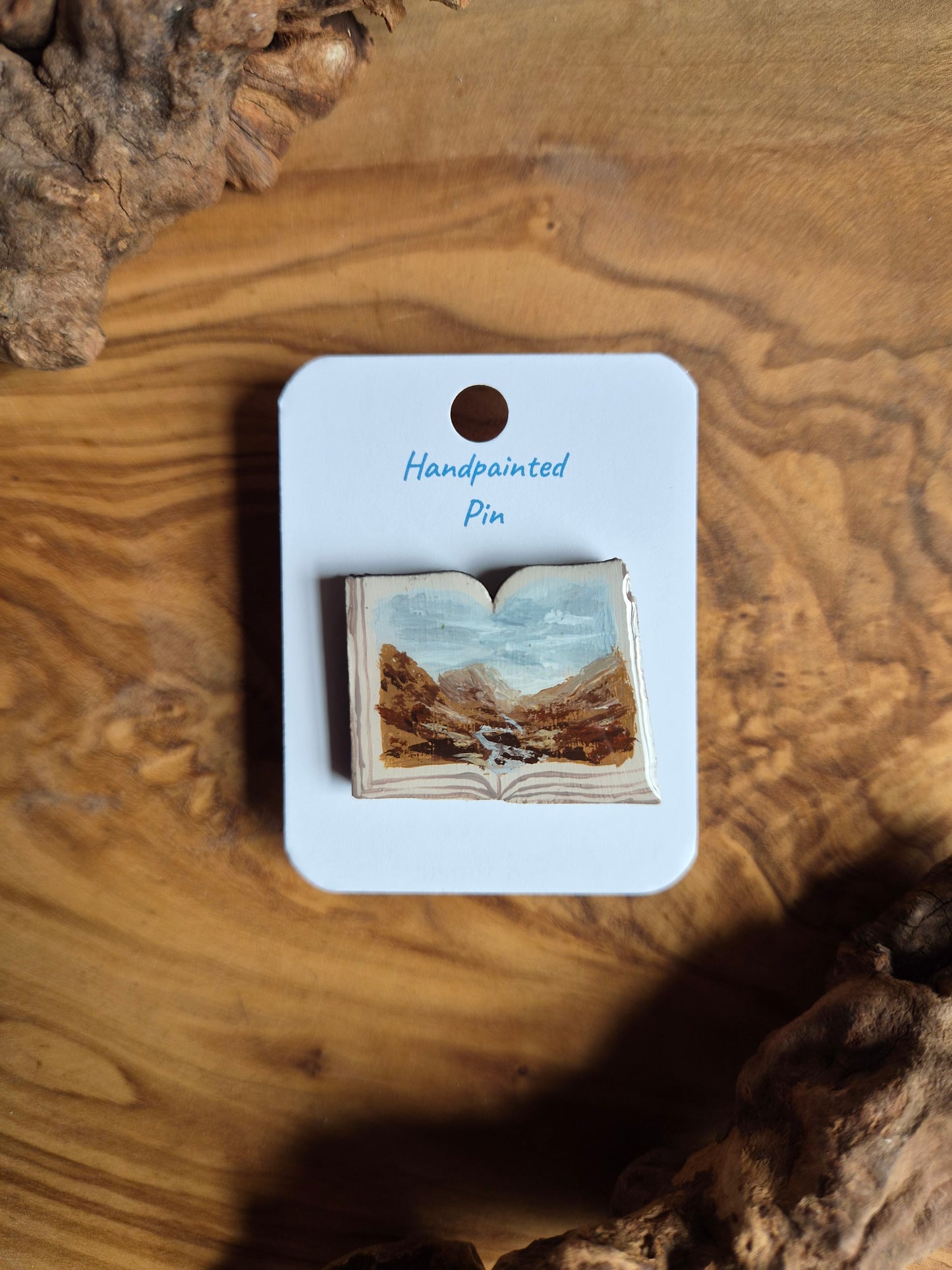 Little Book Pins – Hand-Painted Wooden Pin Badge