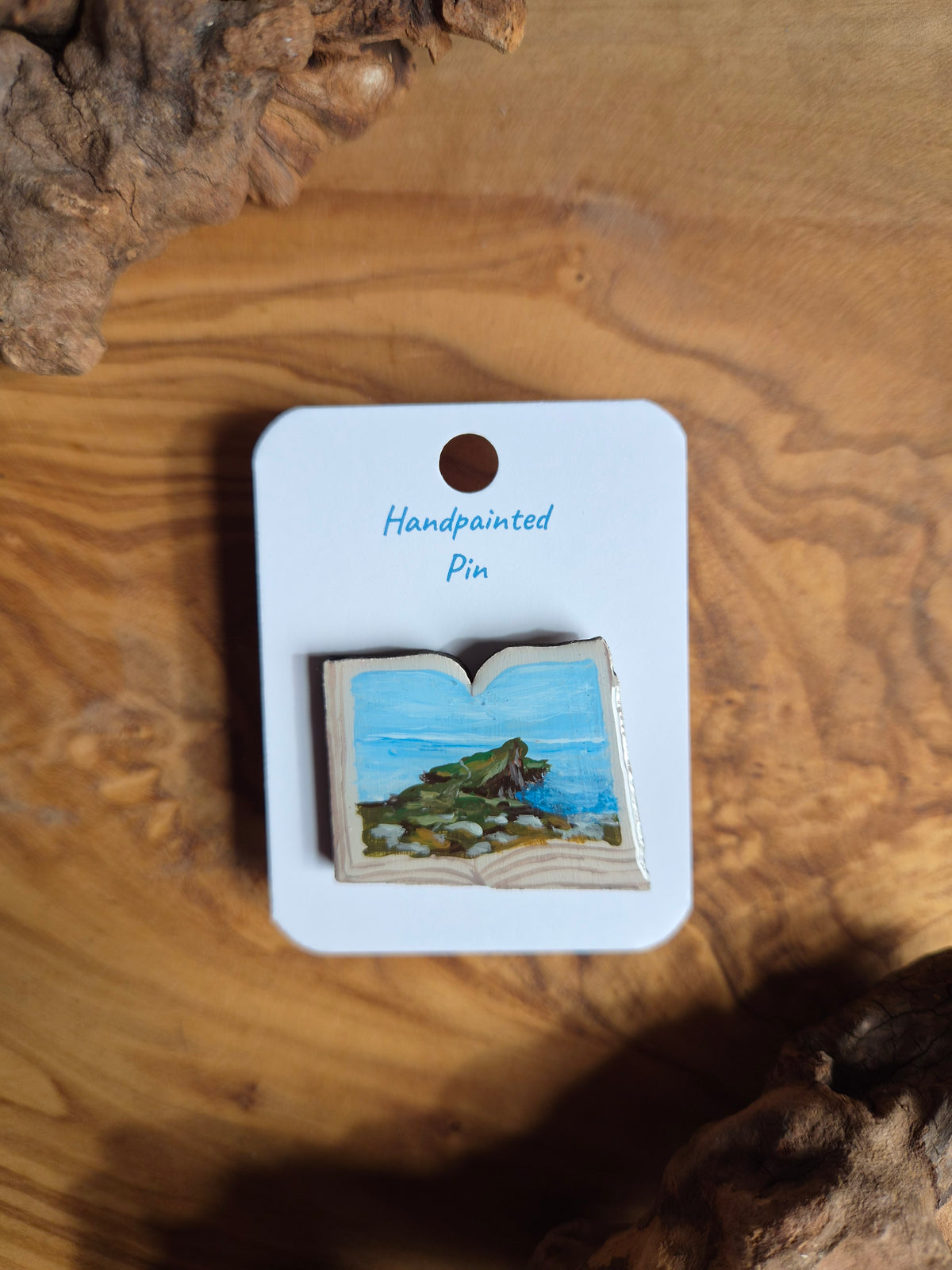 Little Book Pins – Hand-Painted Wooden Pin Badge