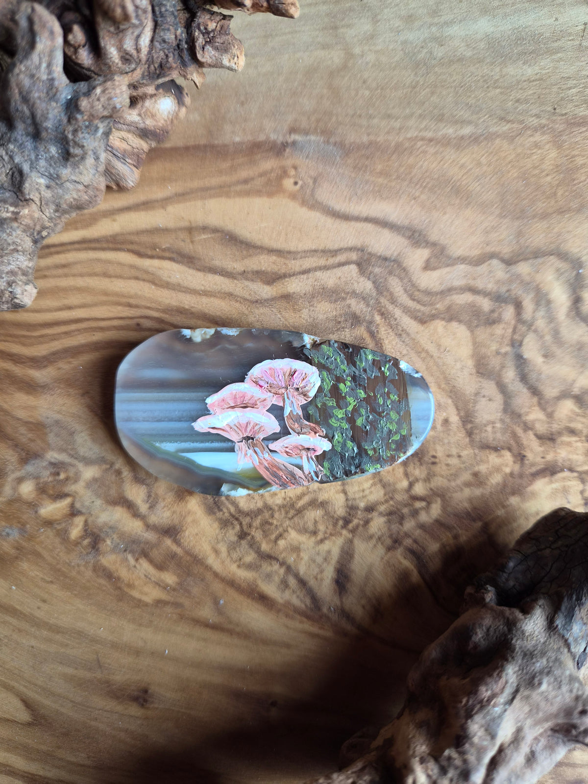 Hand-Painted Natural Agate Slice