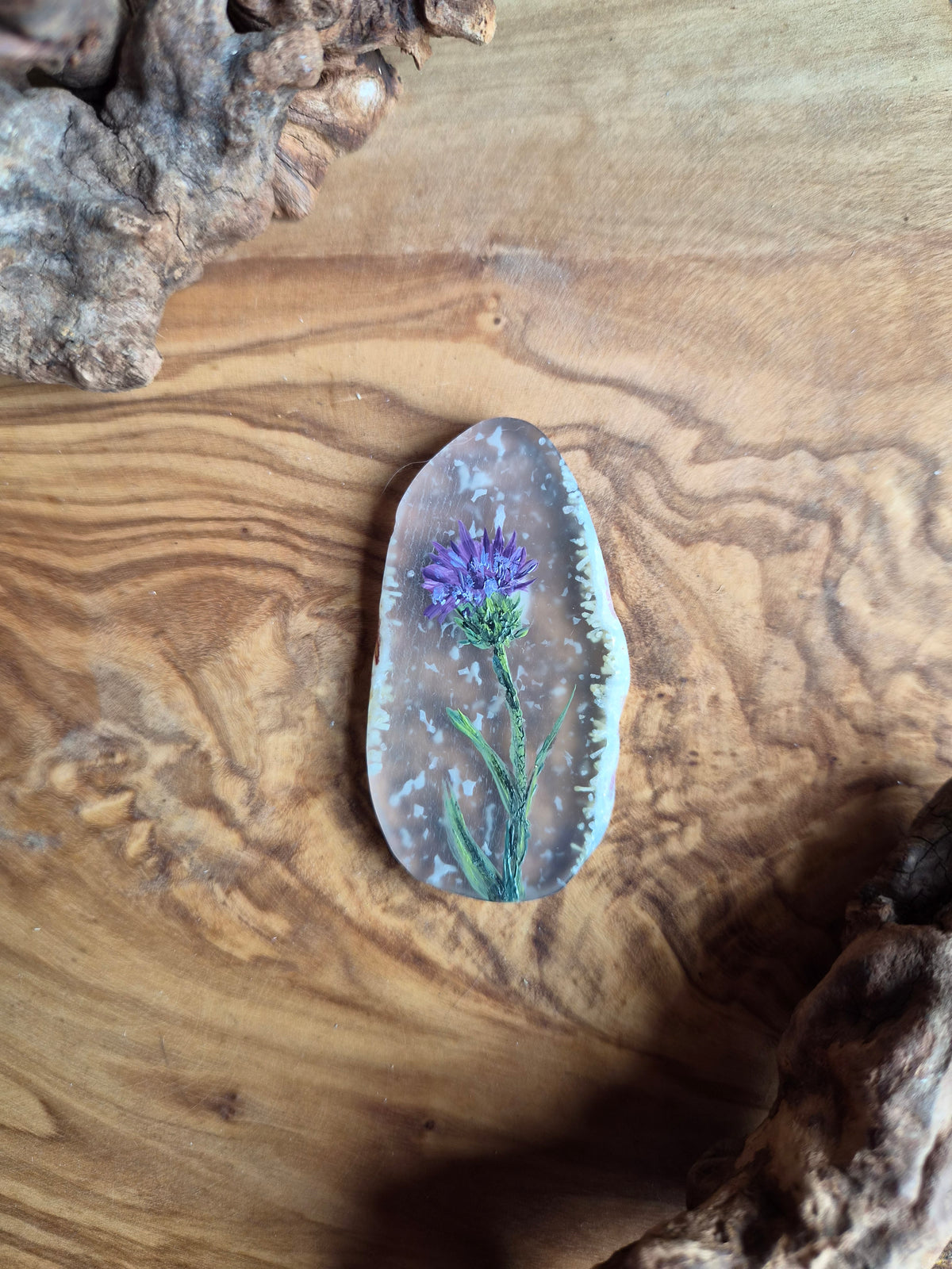 Hand-Painted Natural Agate Slice