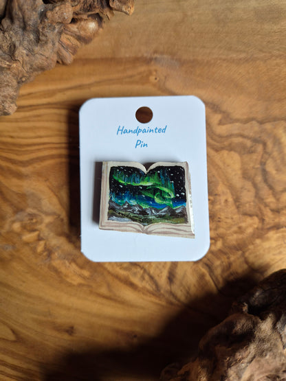 Little Book Pins – Hand-Painted Wooden Pin Badge