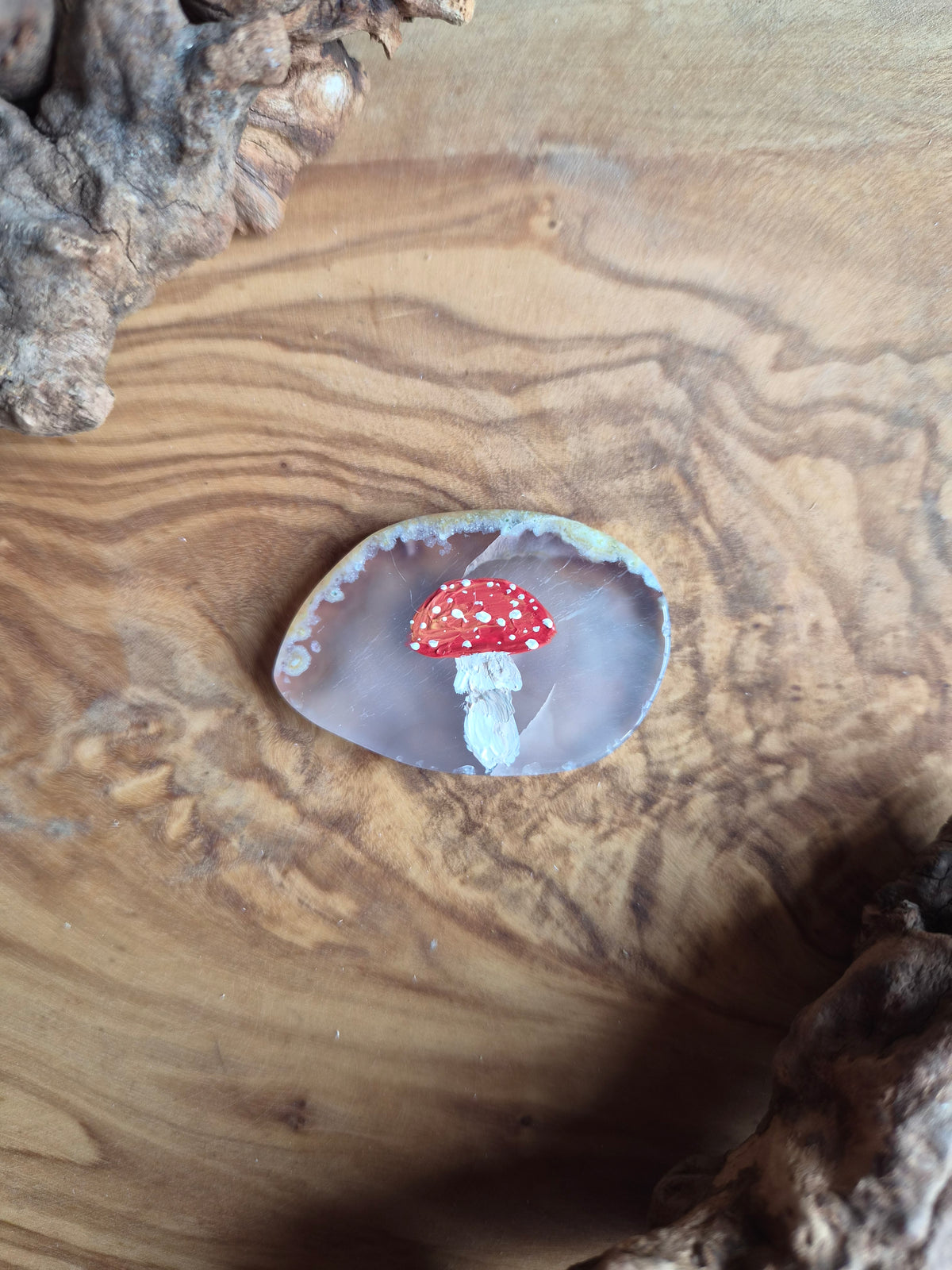 Hand-Painted Natural Agate Slice