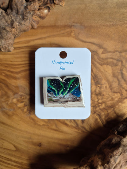 Little Book Pins – Hand-Painted Wooden Pin Badge